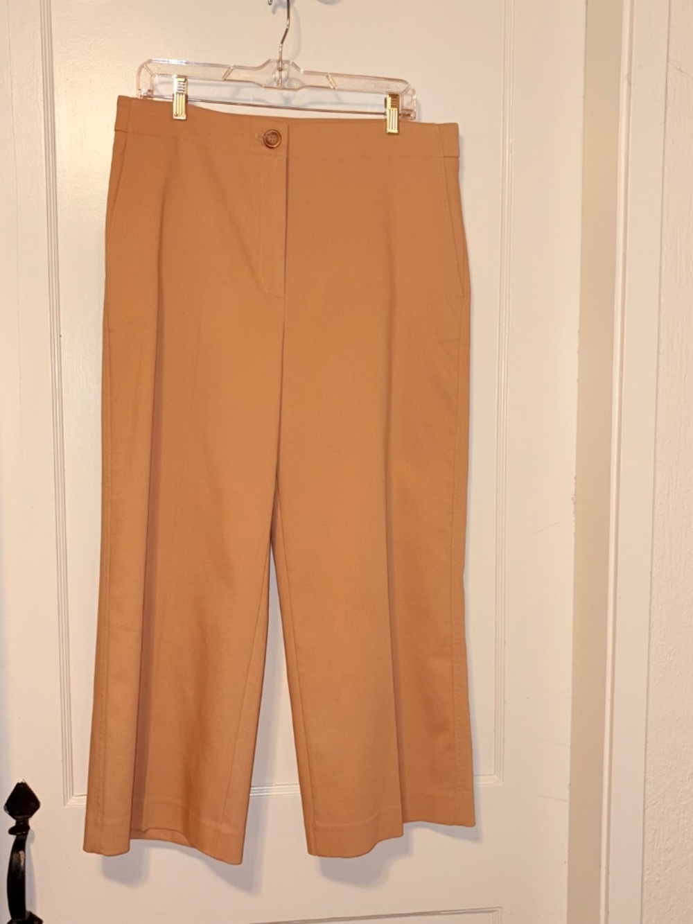 NWT Ann Taylor Kate High Rise Wide Leg Crop Trouser Pant Minimalist Khaki Tan 12